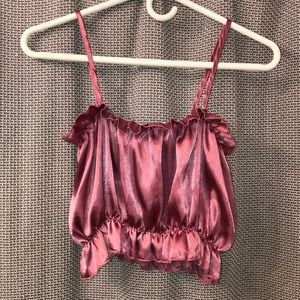 Metallic purple silk cropped tank